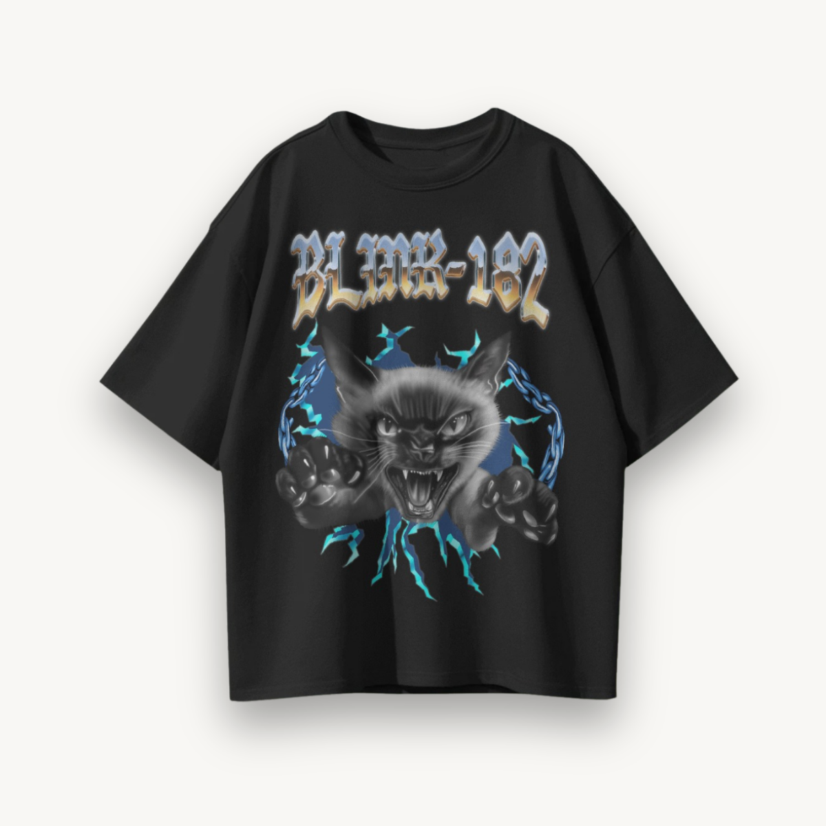 Blink-182 Feral Pop-Punk Black Oversized Tee