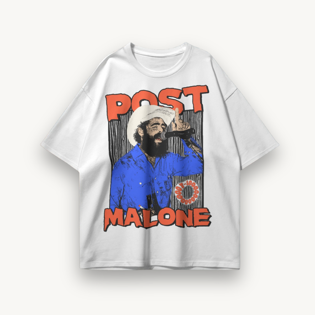 Post Malone Cowboy White Oversized Tee