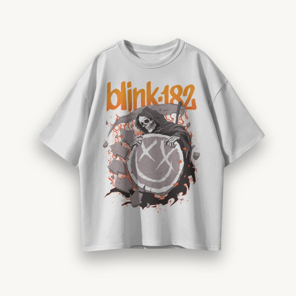 Blink-182 The Reaper Returns White Oversized Tee