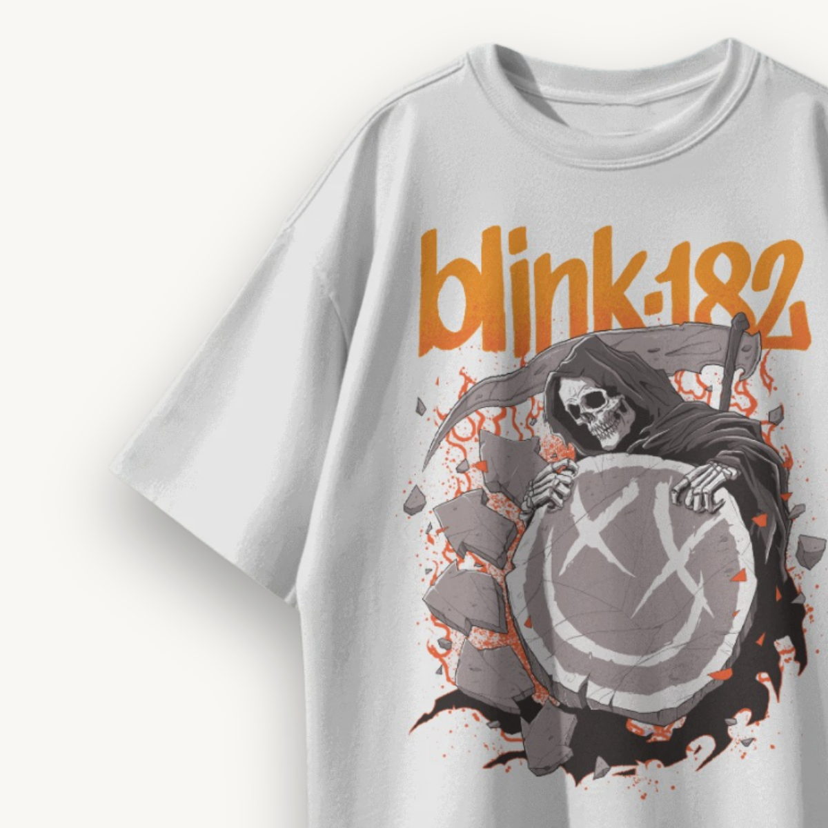 Blink-182 The Reaper Returns White Oversized Tee