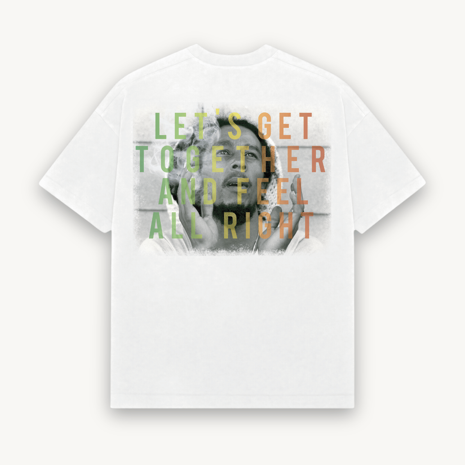 Bob Marley Feel Alright White Relaxed Tee