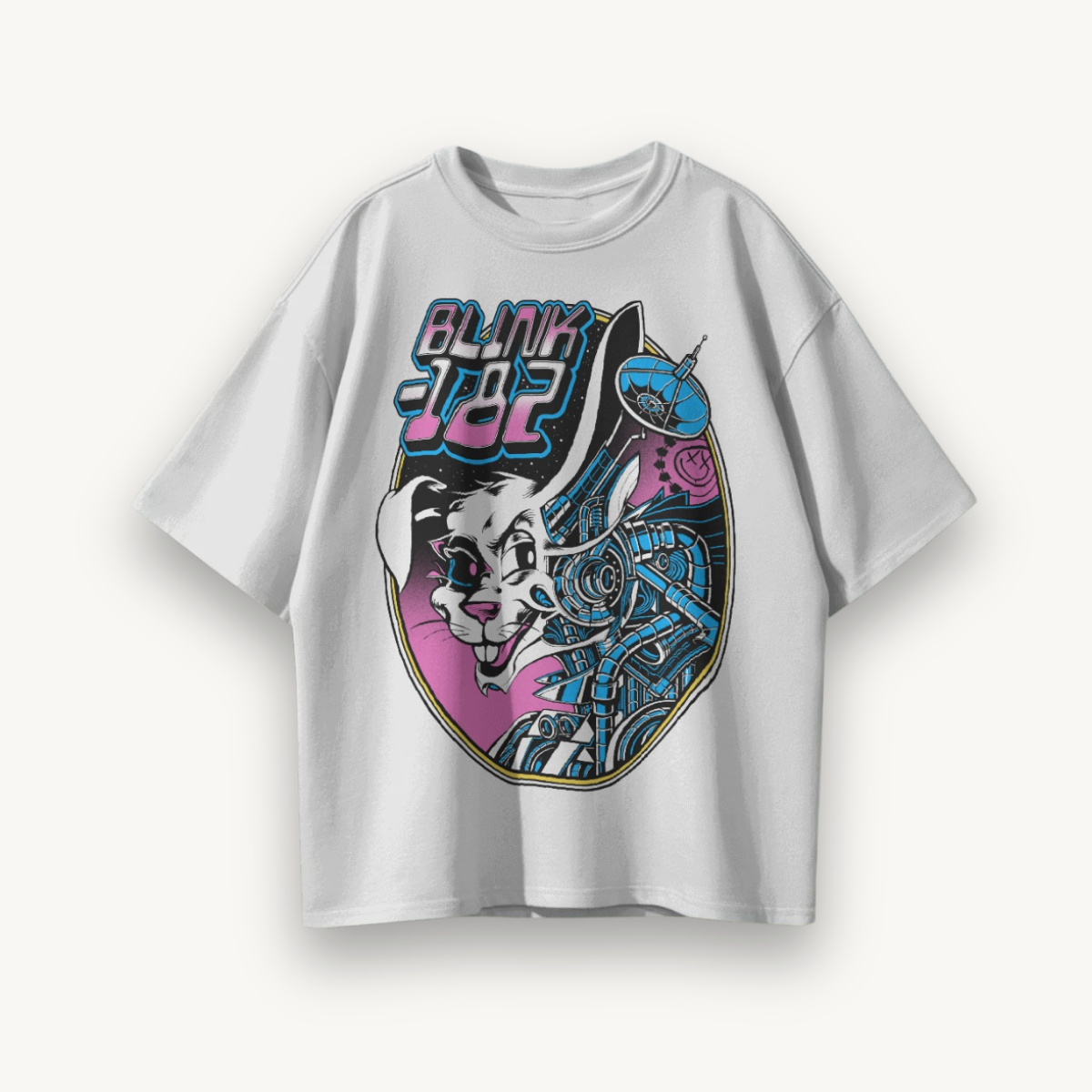 Blink-182 Techno Bunny White Oversized Tee