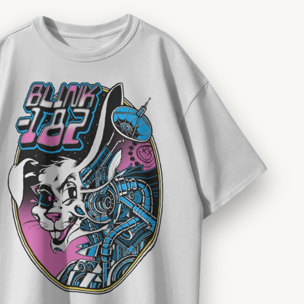 Blink-182 Techno Bunny White Oversized Tee