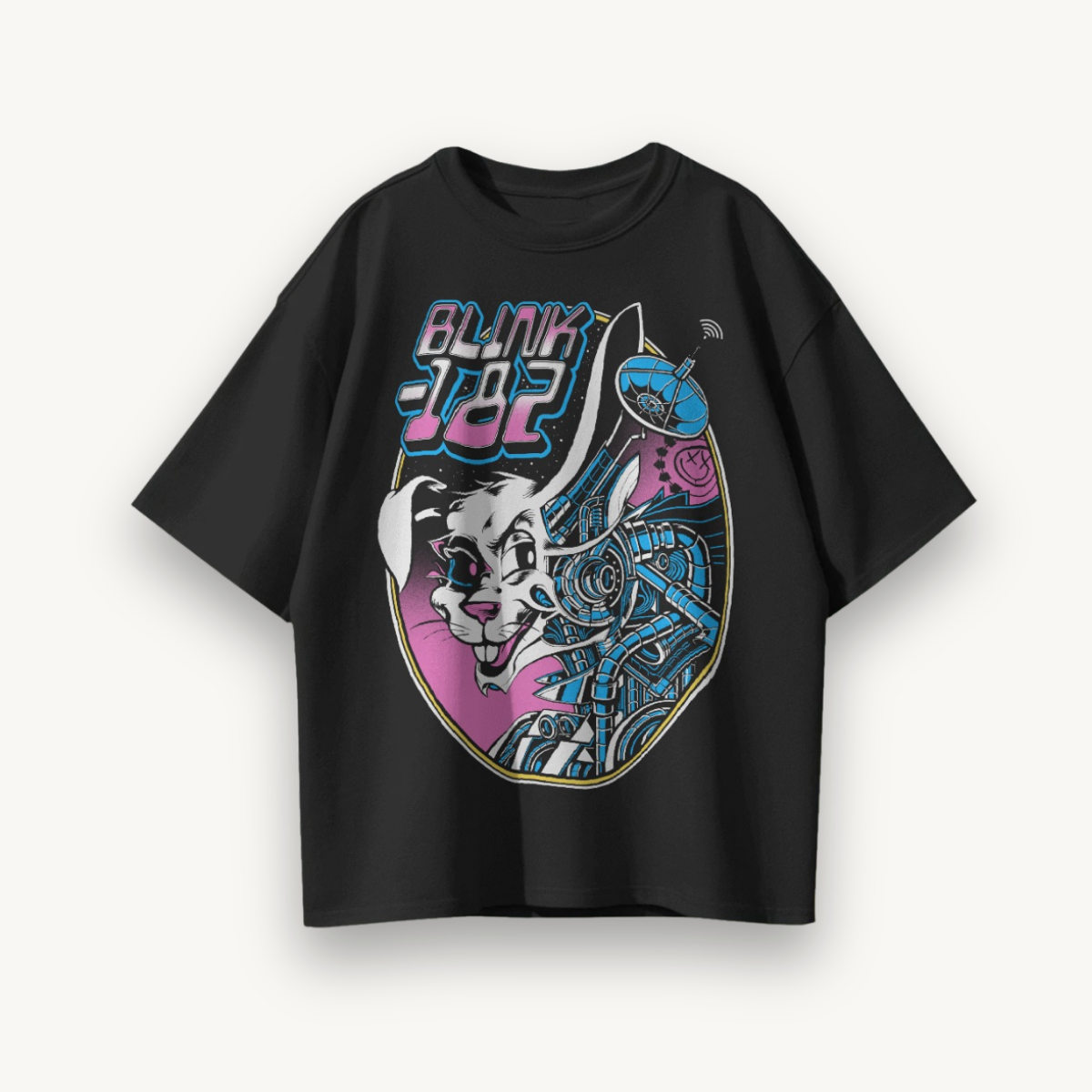 Blink-182 Techno Bunny Black Oversized Tee
