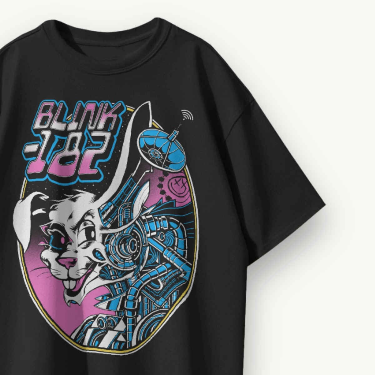 Blink-182 Techno Bunny Black Oversized Tee