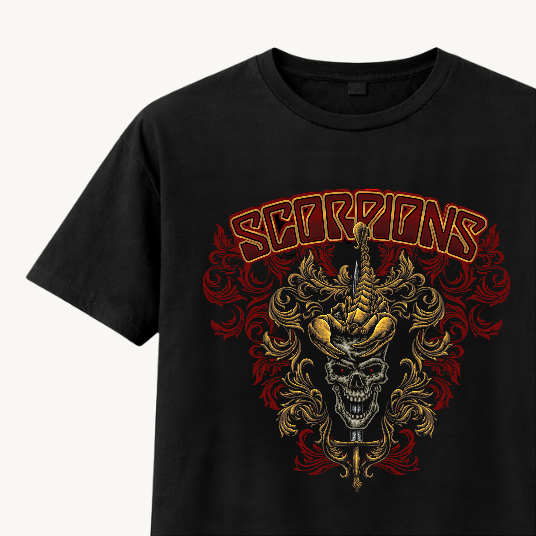Scorpions Sting Skull Black Regular Tee