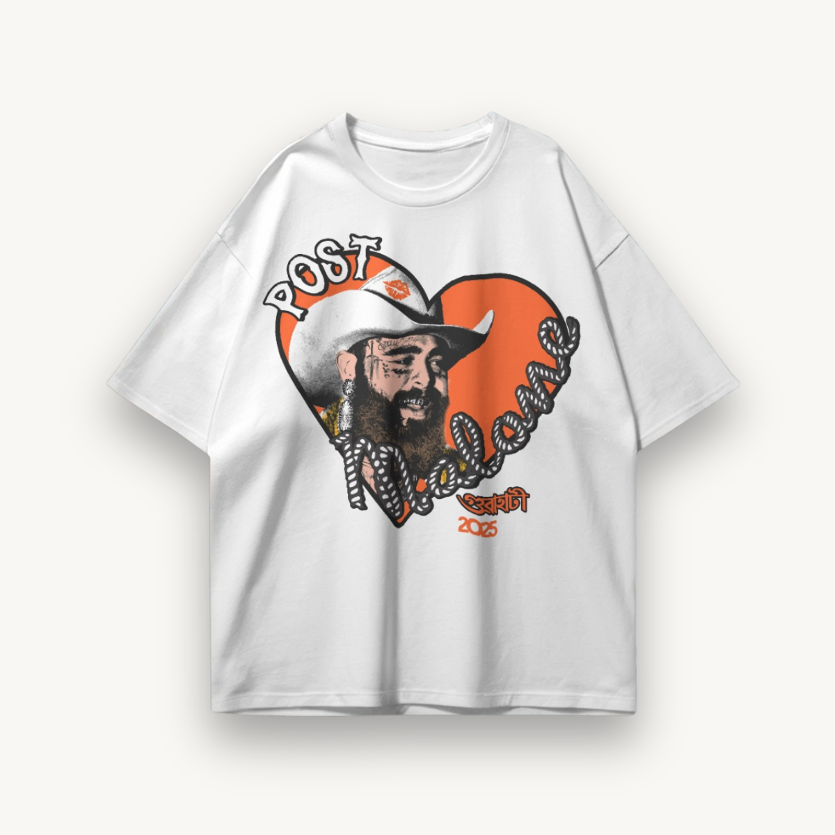 Post Malone Guwahati '25 Tour White Oversized Tee