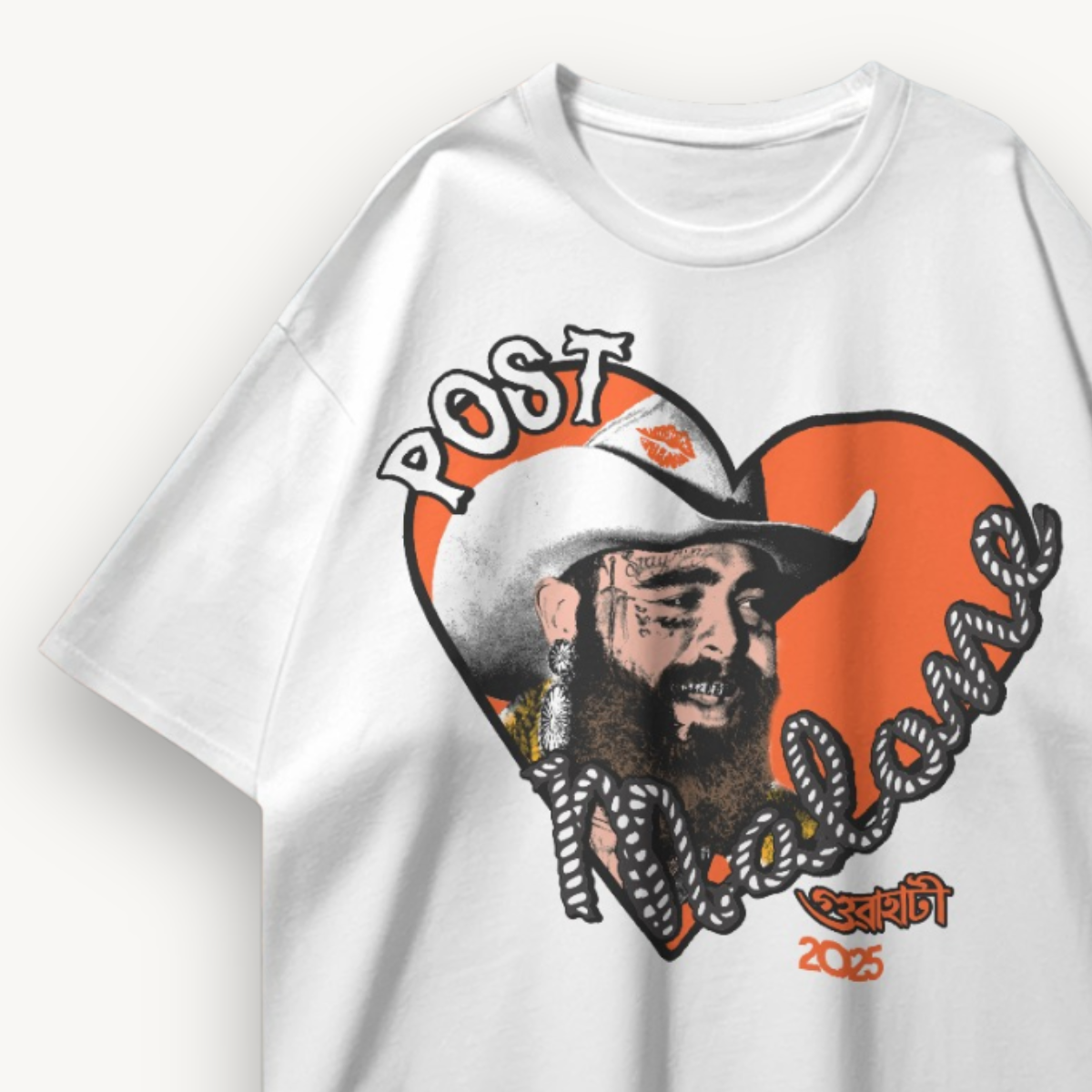 Post Malone Guwahati '25 Tour White Oversized Tee