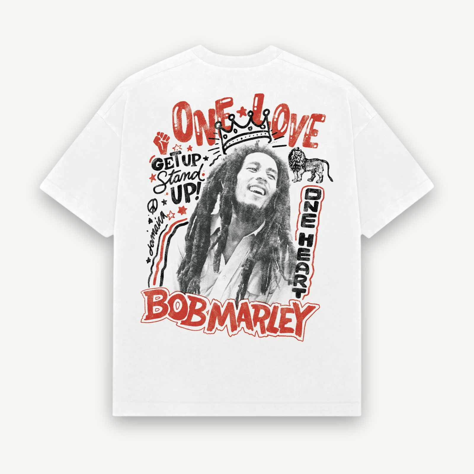 Bob Marley Hand Style White Relaxed Tee