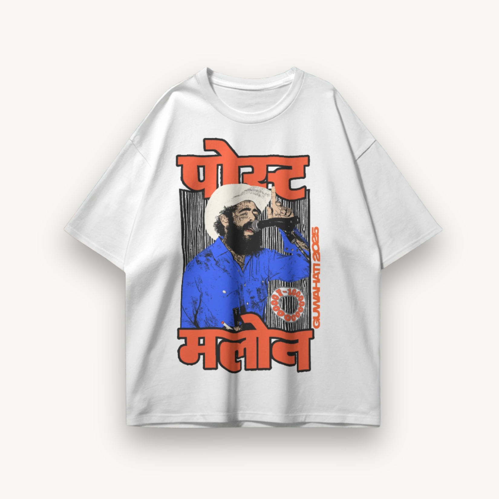 Post Malone Guwahati '25 Special White Oversized Tee