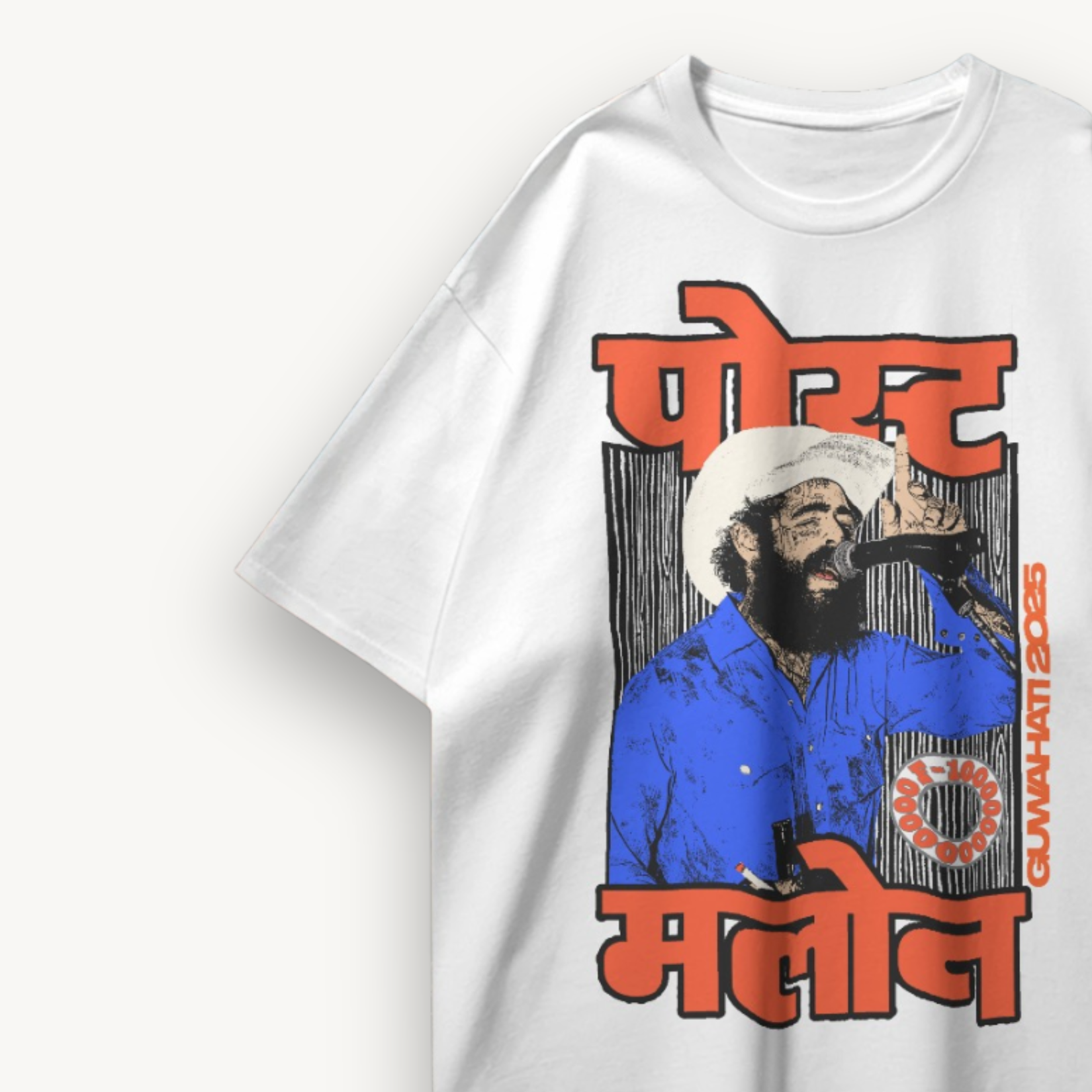 Post Malone Guwahati '25 Special White Oversized Tee