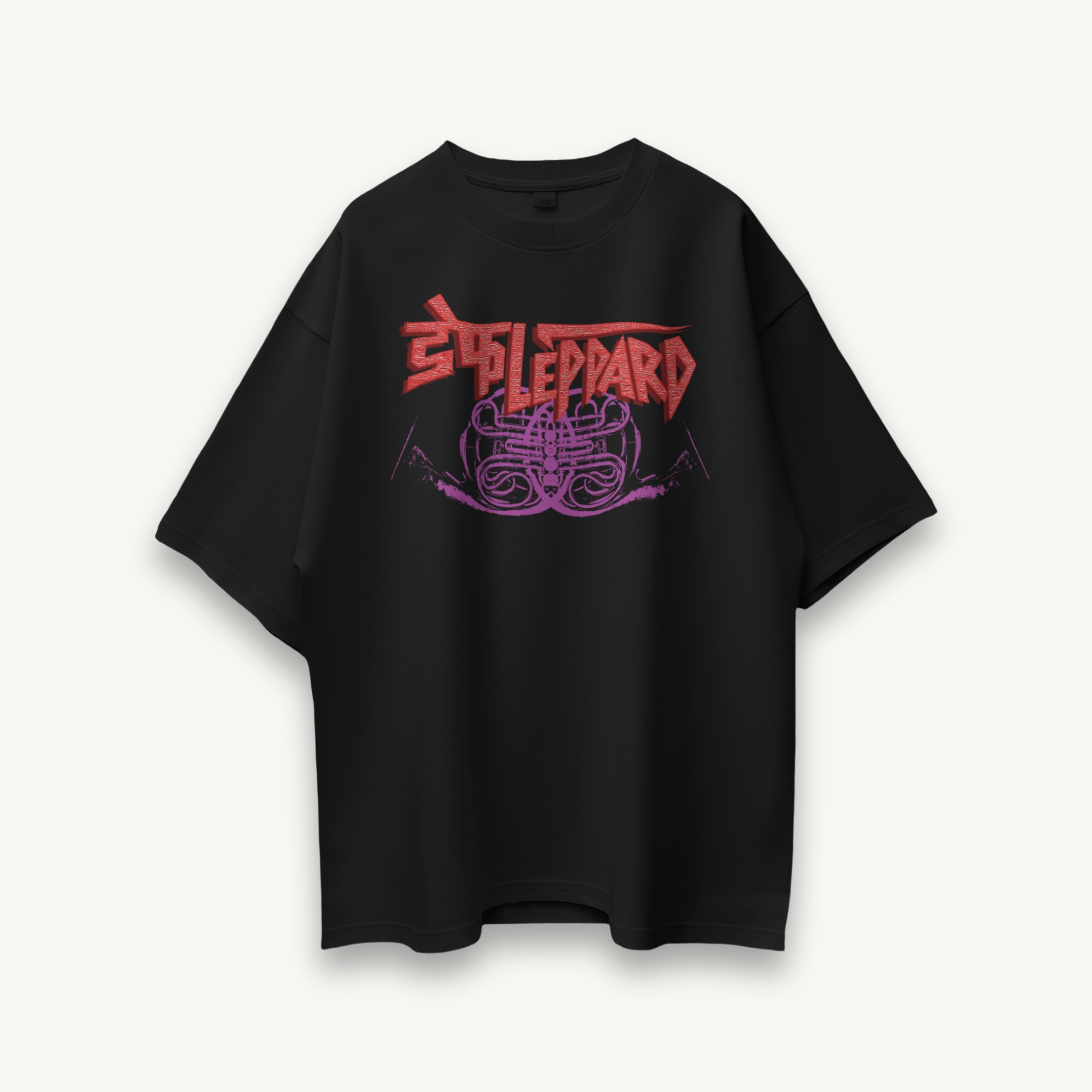 Def Leppard Crest Logo India '26 Black Oversized Tee