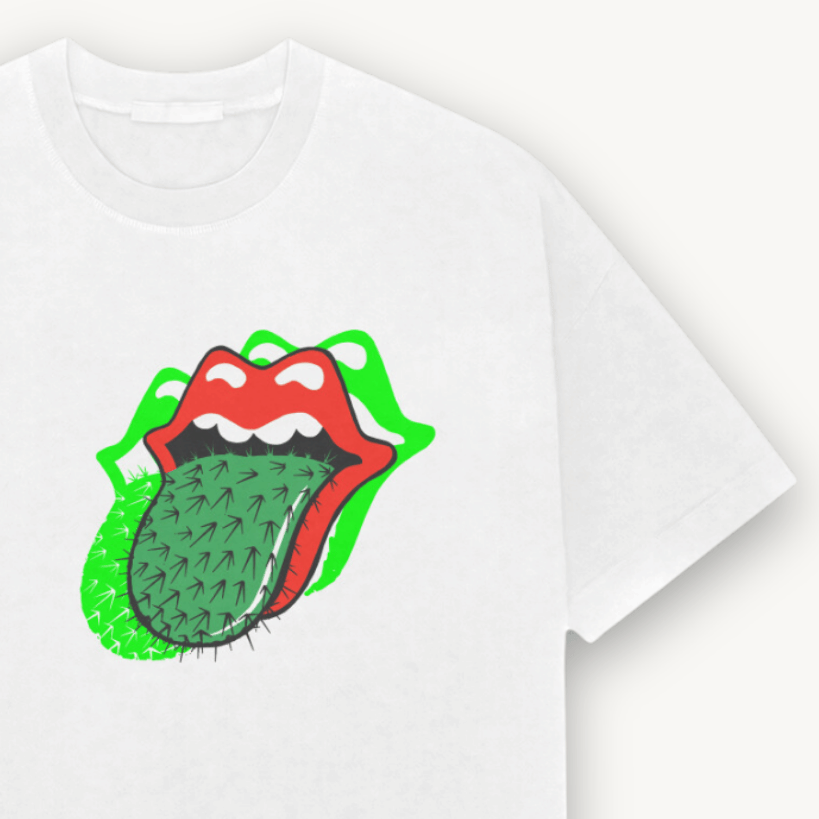 The Rolling Stones Cactus Tongue White Relaxed Tee