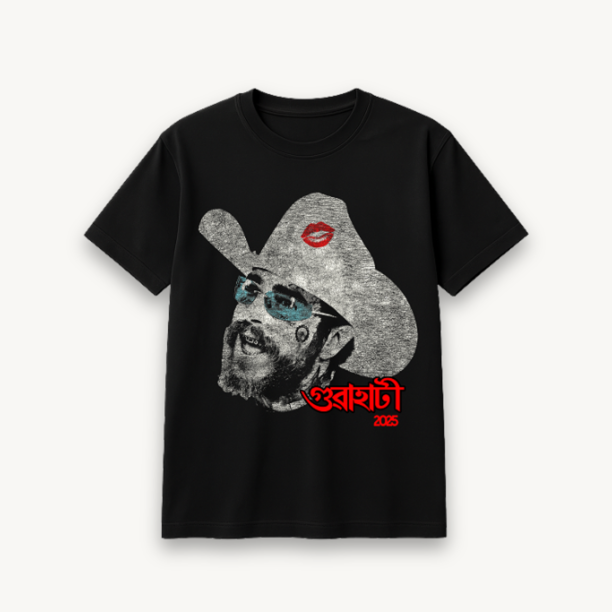 Post Malone Guwahati ’25 Cowboy Black Regular Fit Tee