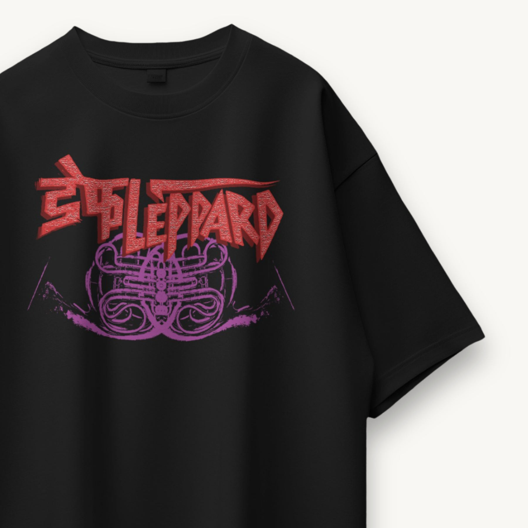 Def Leppard Crest Logo India '26 Black Oversized Tee