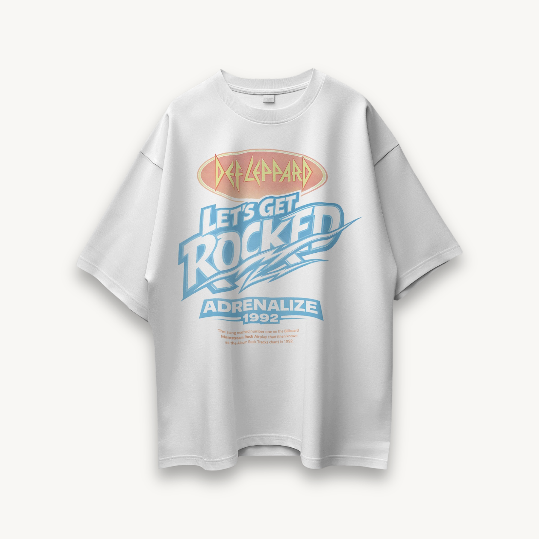 Def Leppard Lets Get Rocked India '26 White Oversized Tee