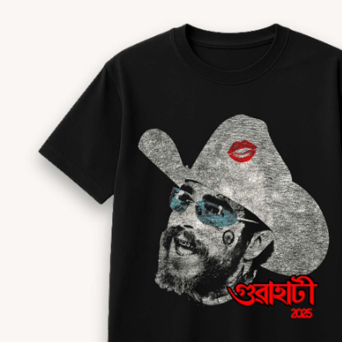 Post Malone Guwahati ’25 Cowboy Black Regular Fit Tee