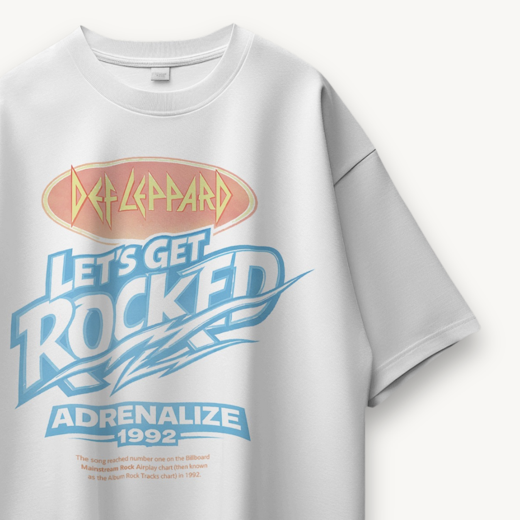 Def Leppard Lets Get Rocked India '26 White Oversized Tee