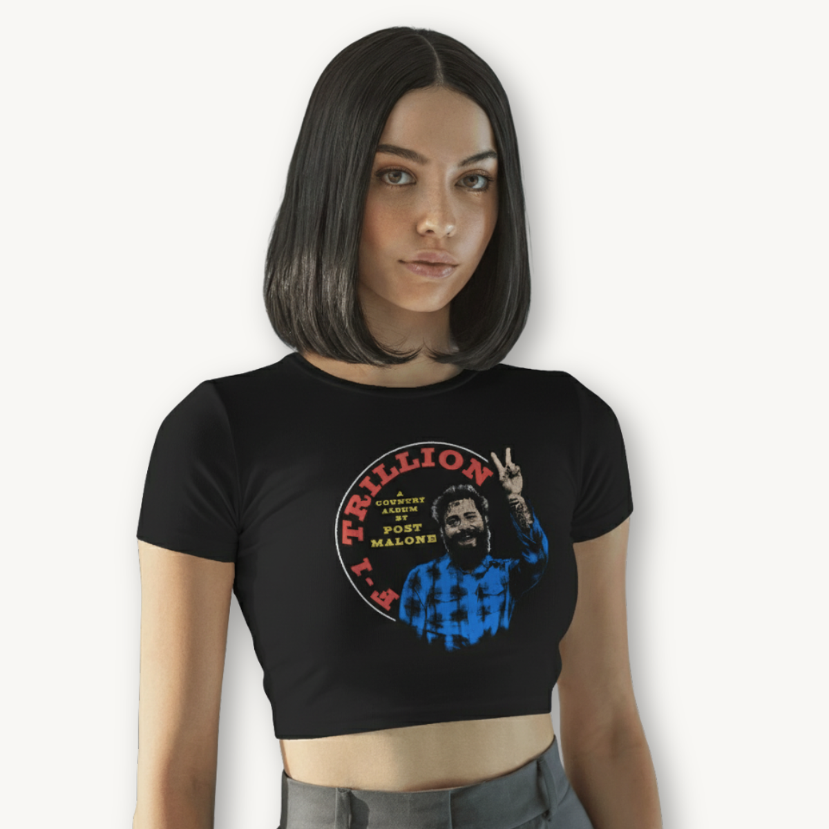 Post Malone F-1 Trillion Peace Black Crop Top