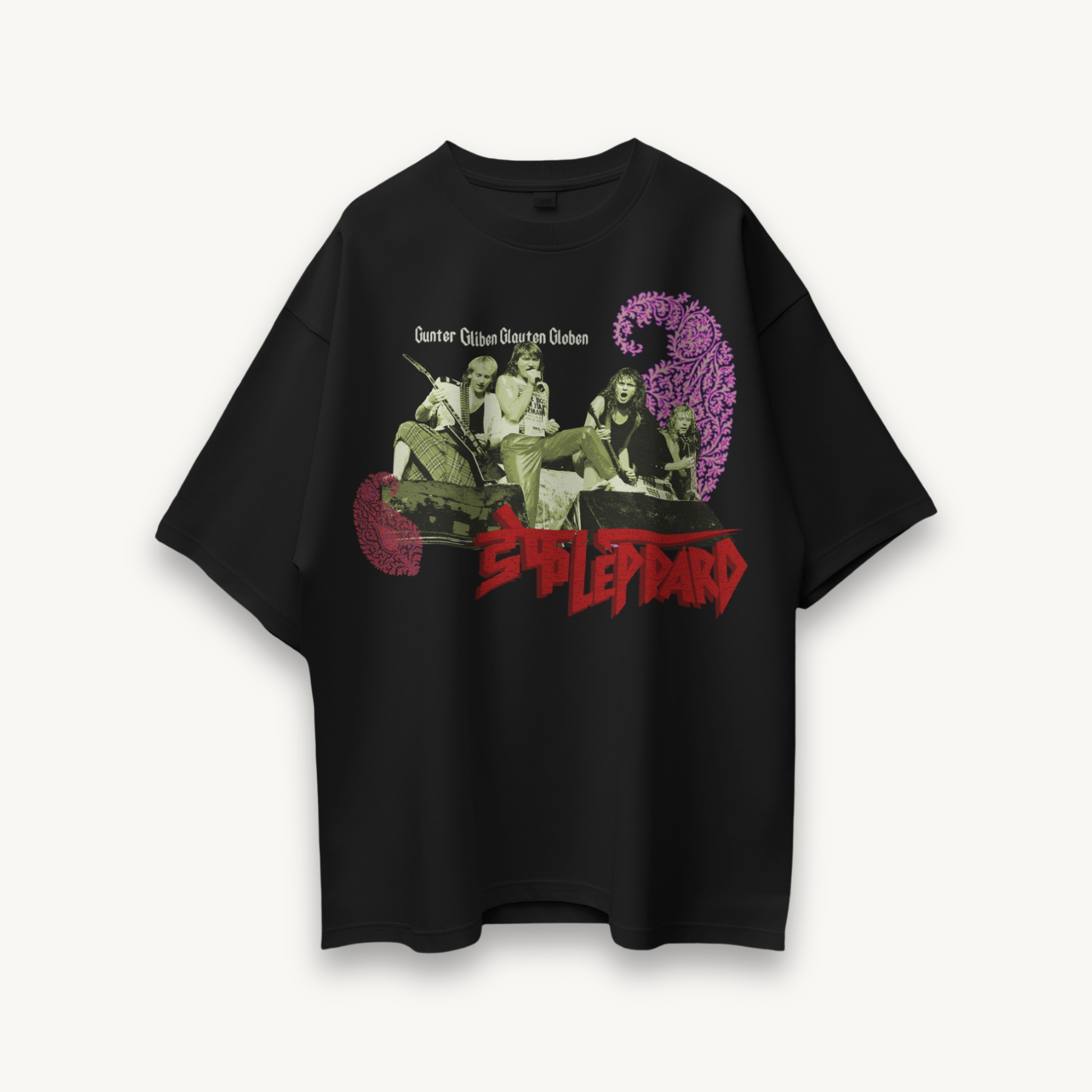 Def Leppard India '26 Vintage Band Black Oversized Tee