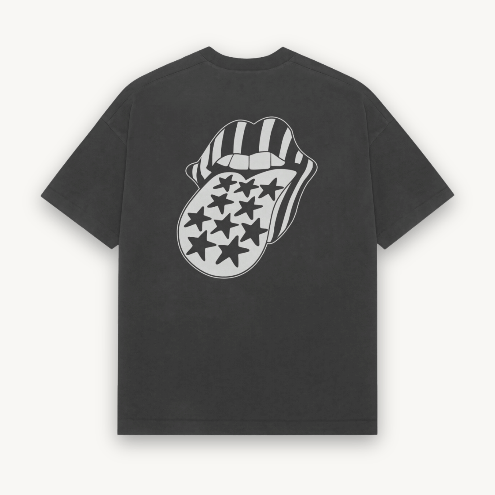 The Rolling Stones Stars Tongue Black Relaxed Tee