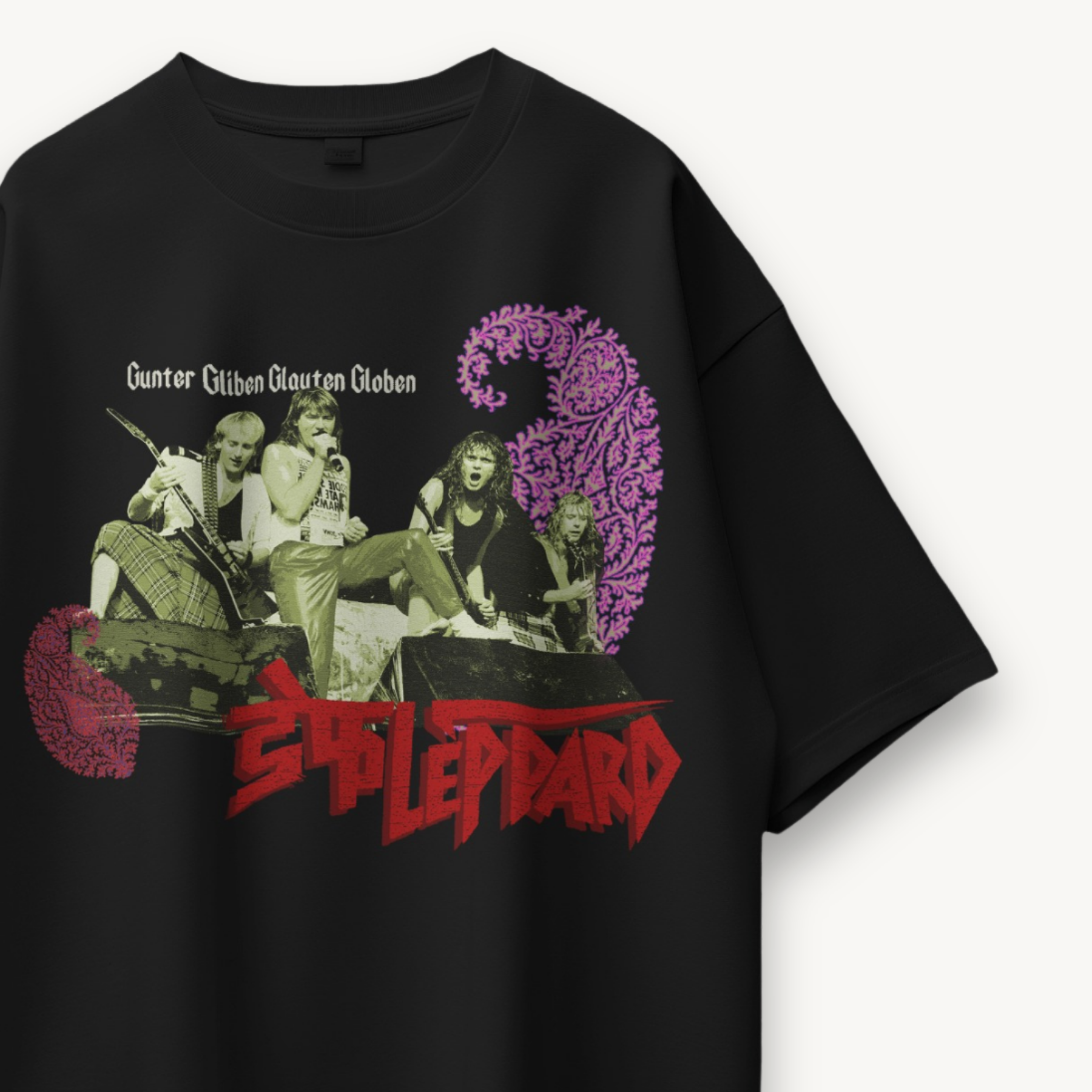 Def Leppard India '26 Vintage Band Black Oversized Tee