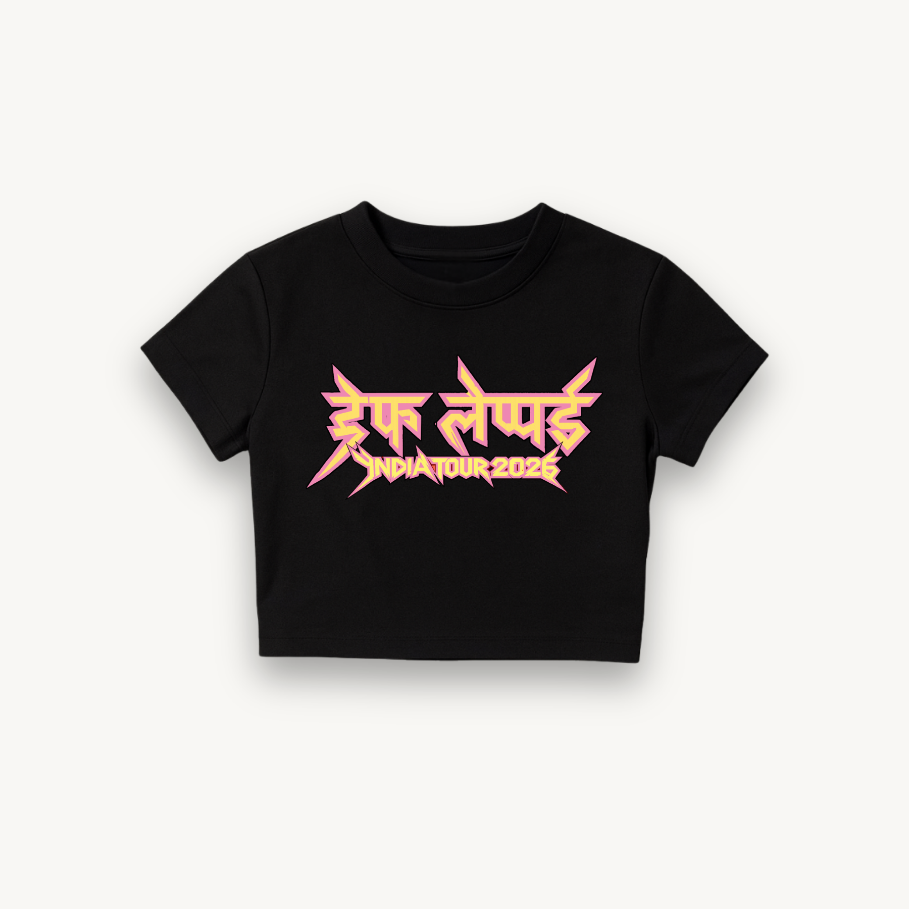 Def Leppard Logo India '26 Black Crop Top