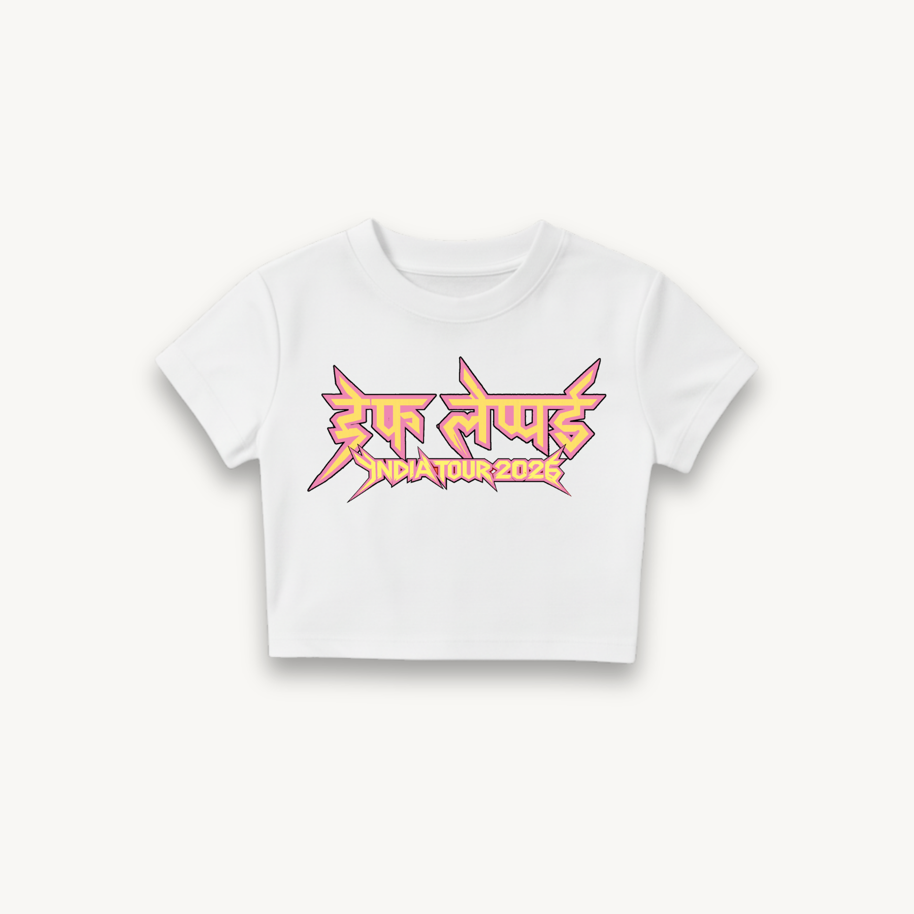 Def Leppard Logo India '26 White Crop Top