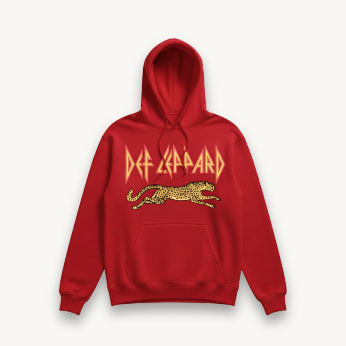 Def Leppard Leaping Leopard Red Hoodie