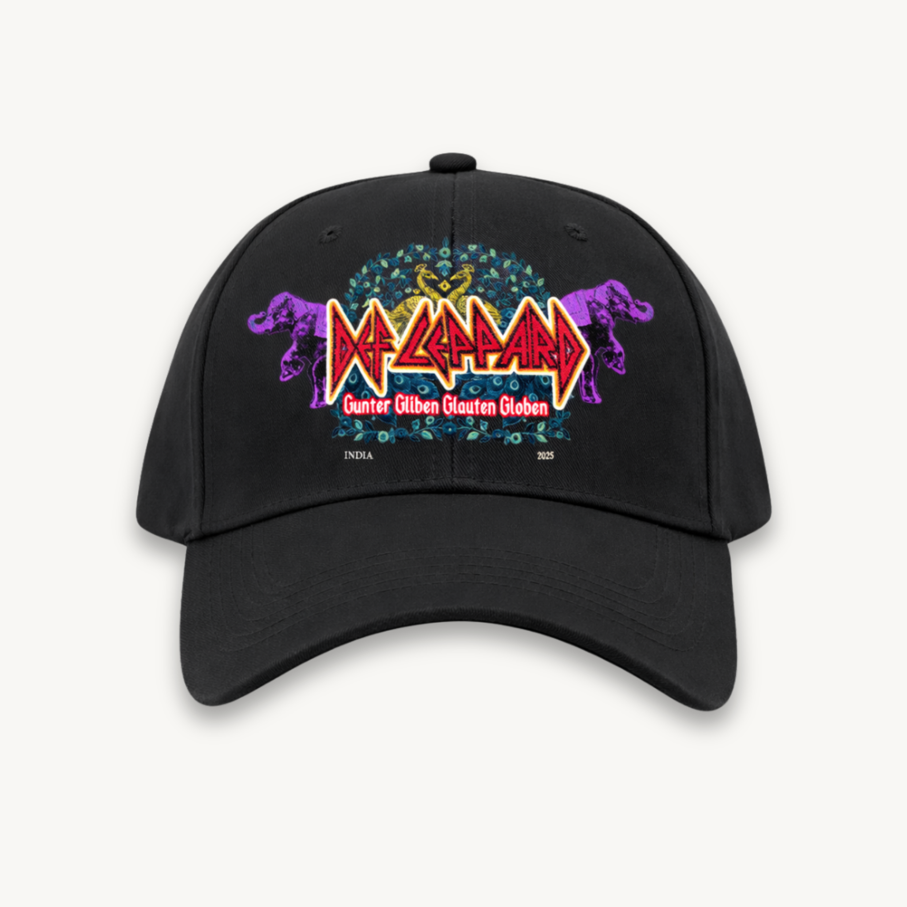 Def Leppard Gunter Glieben Glauchen Globen India '26 Baseball Black Cap
