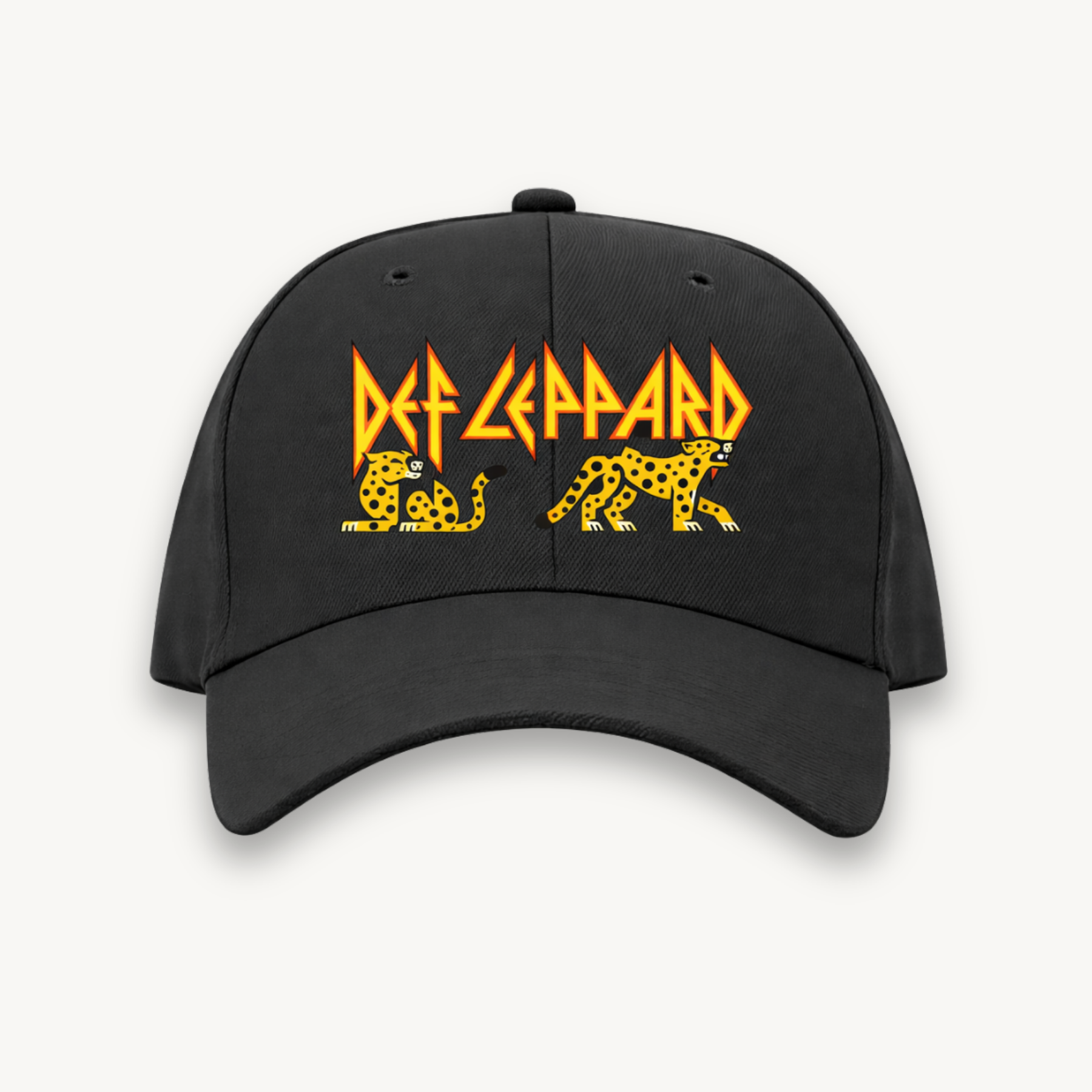 Def Leppard Leopard Twins Logo India '26 Baseball Black Cap