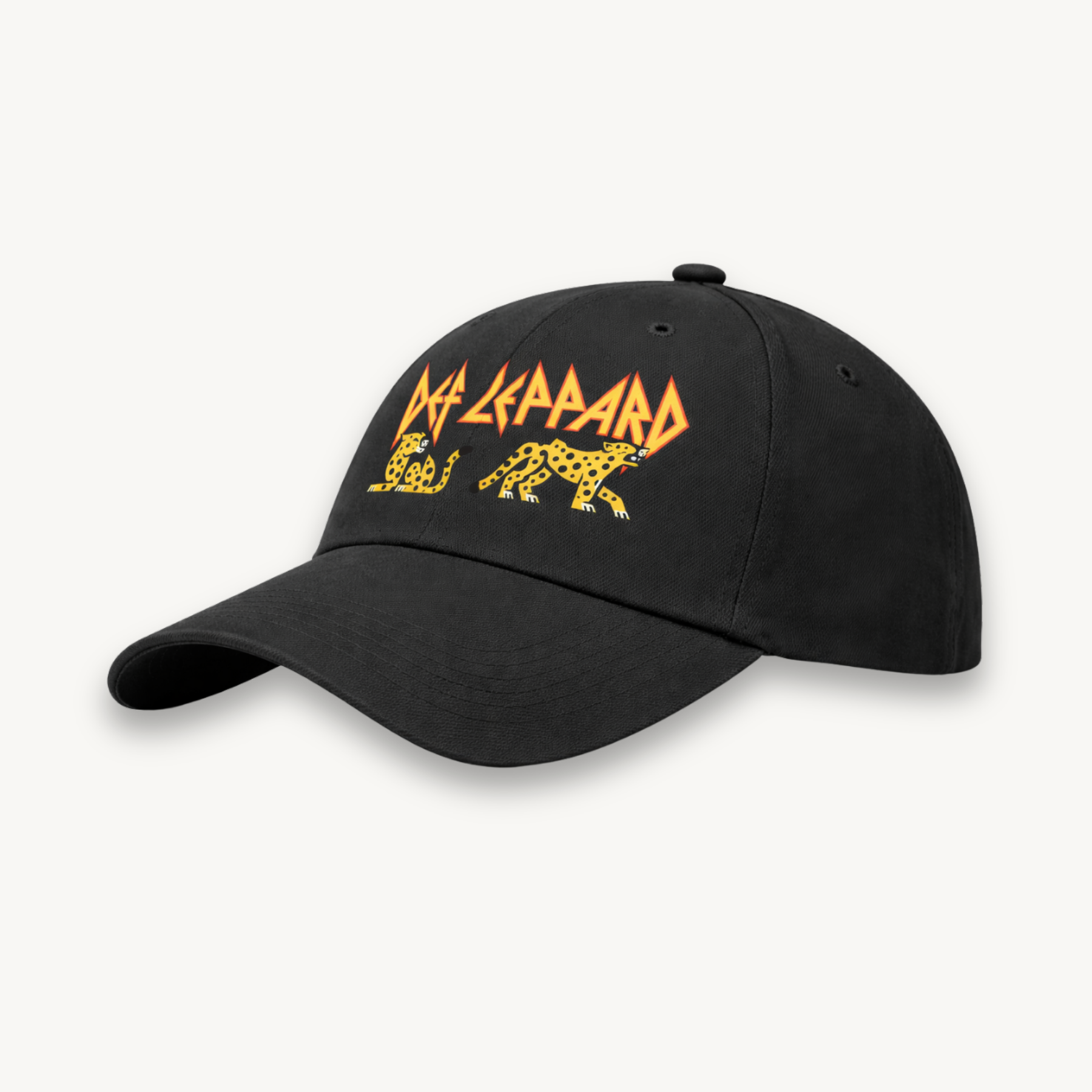 Def Leppard Leopard Twins Logo India '26 Baseball Black Cap