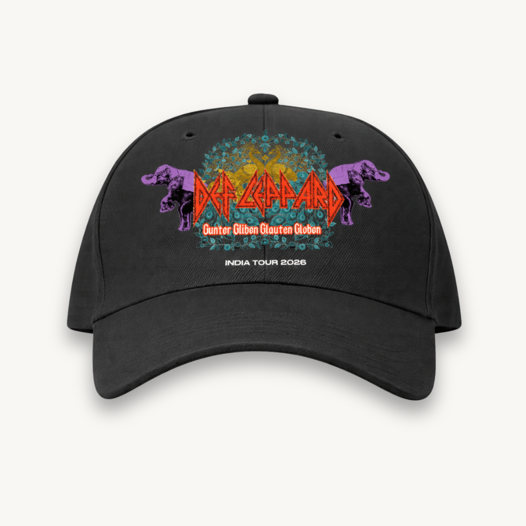 Def Leppard Gunter Glieben Glauchen Globen India '26 Baseball Black Cap