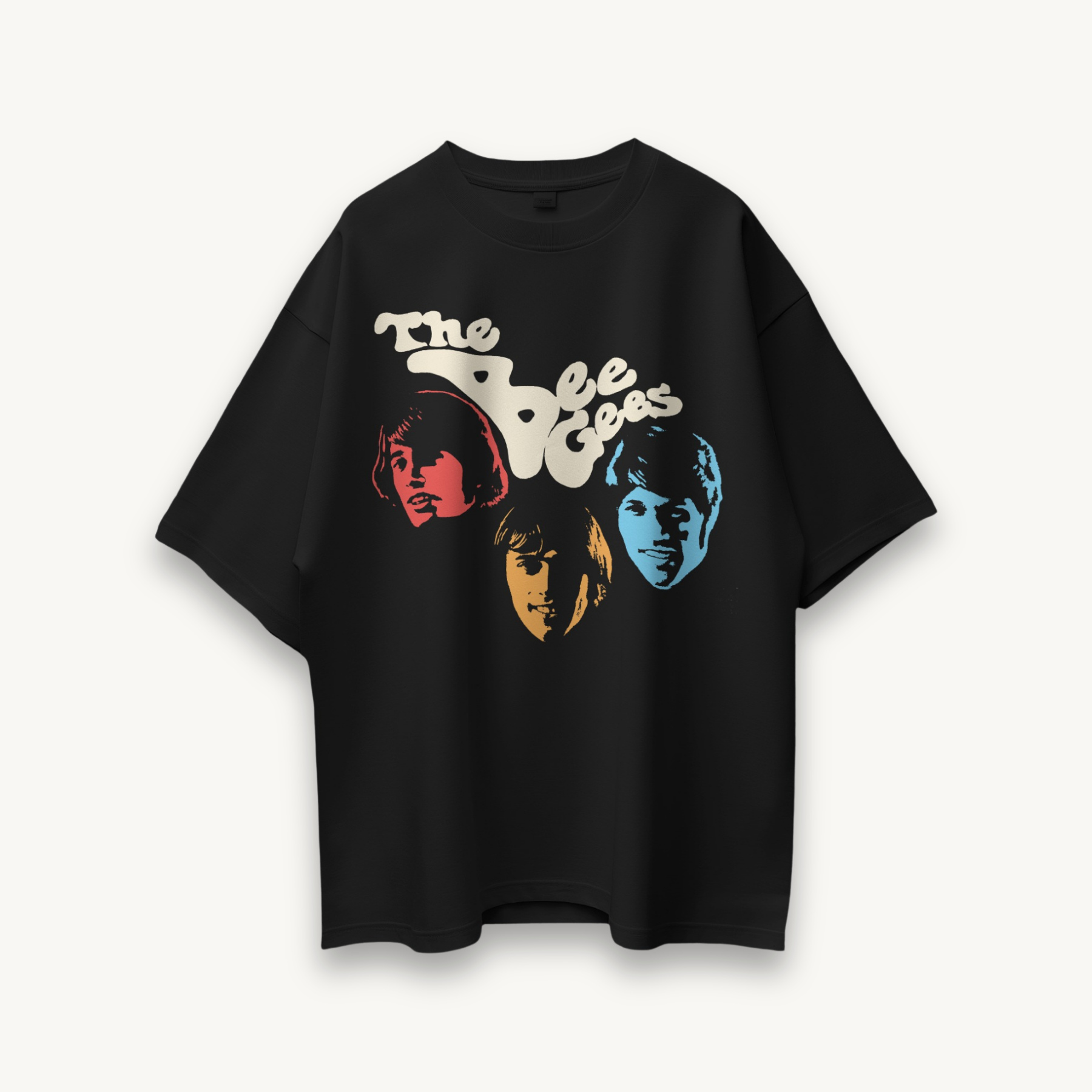 Bee Gees Classic Portrait Black Oversized Tee