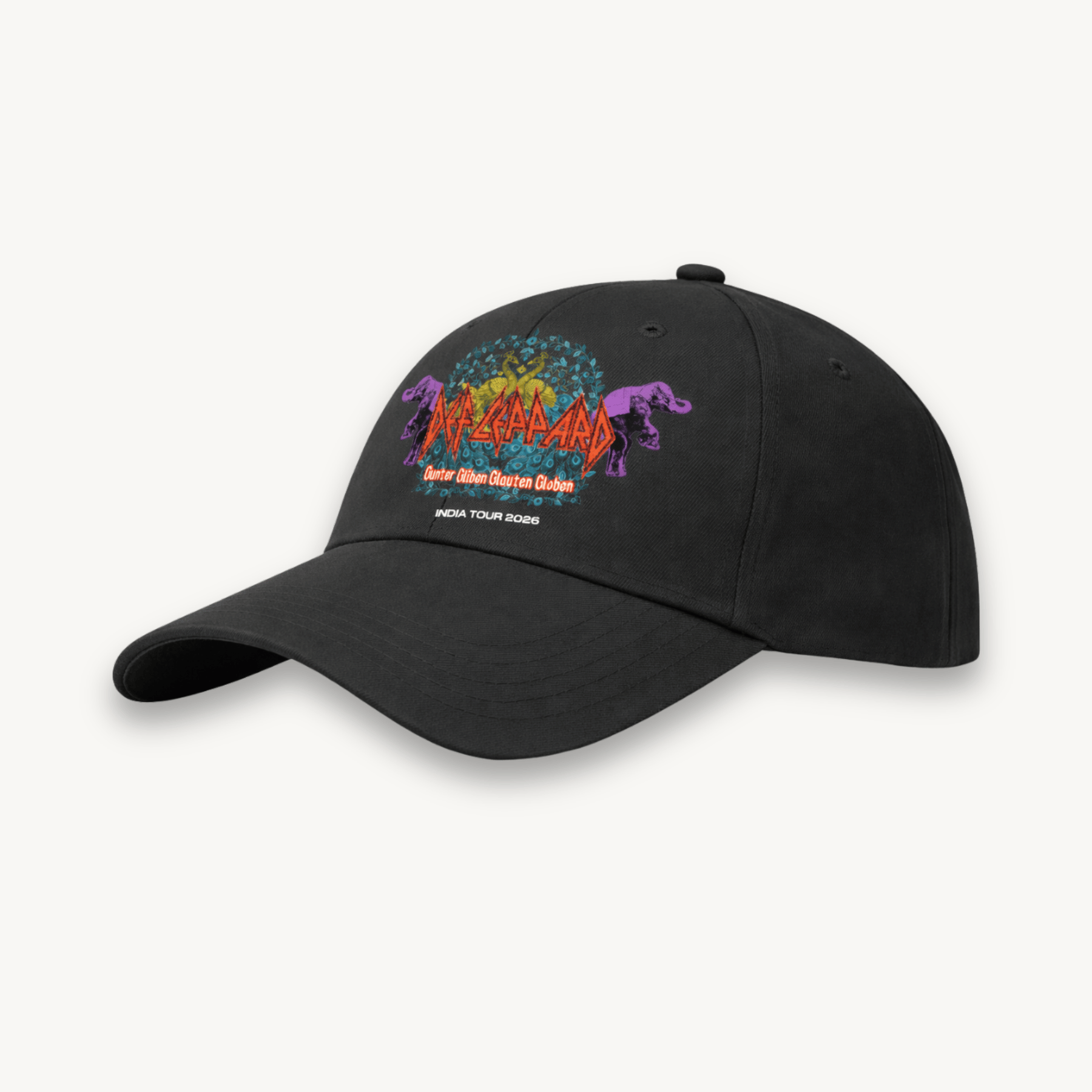 Def Leppard Gunter Glieben Glauchen Globen India '26 Baseball Black Cap