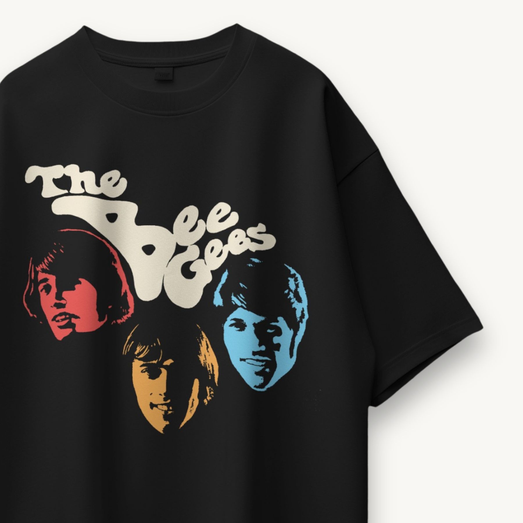 Bee Gees Classic Portrait Black Oversized Tee