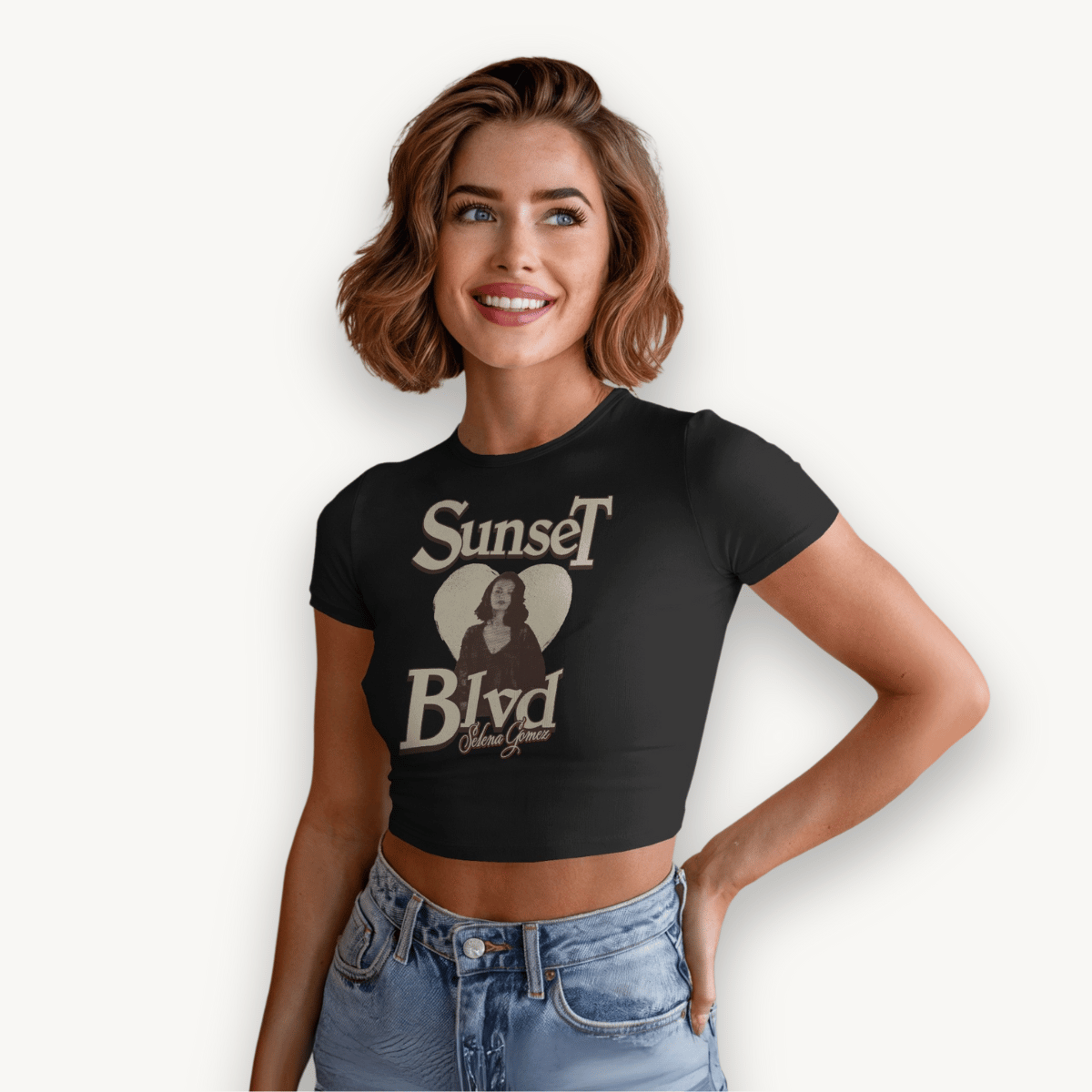 Selena Gomez Sunset Blvd. Black Crop Top
