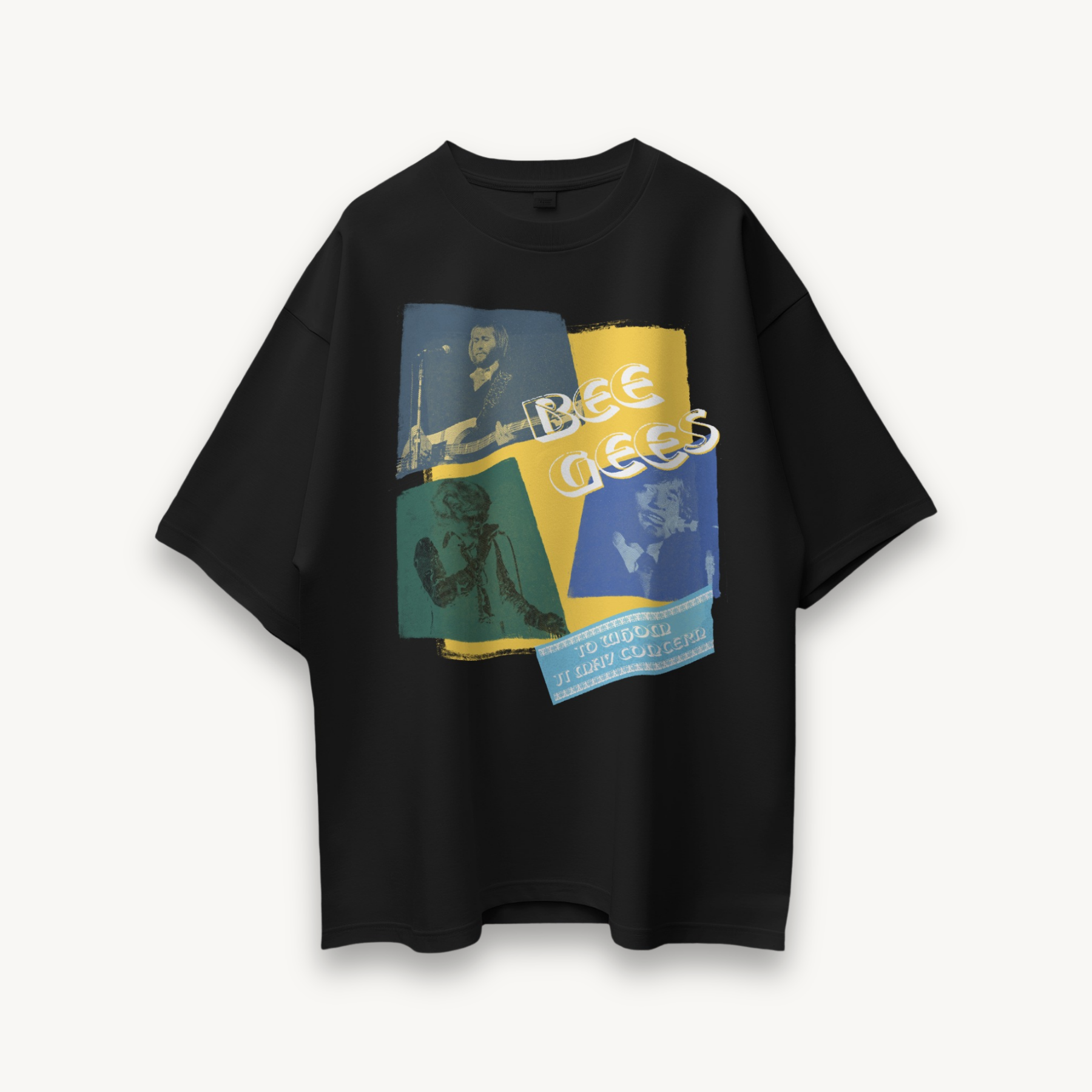 Bee Gees Vintage Tour Collage Black Oversized Tee