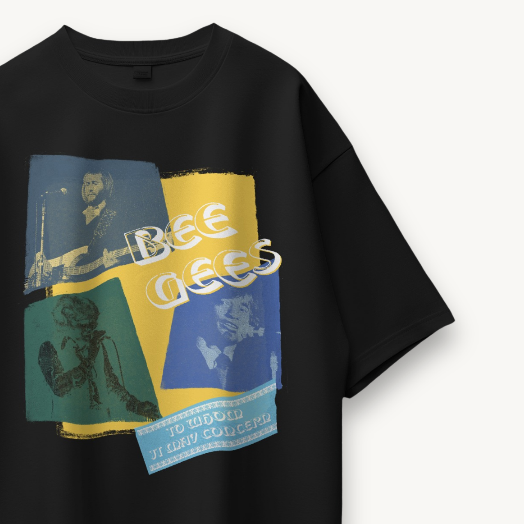 Bee Gees Vintage Tour Collage Black Oversized Tee