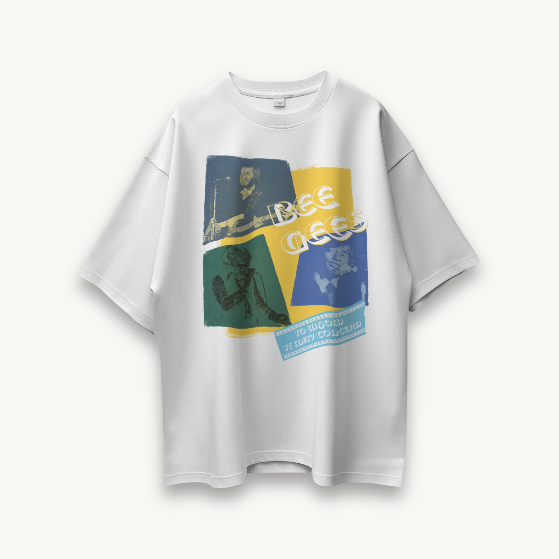 Bee Gees Vintage Tour Collage White Oversized Tee