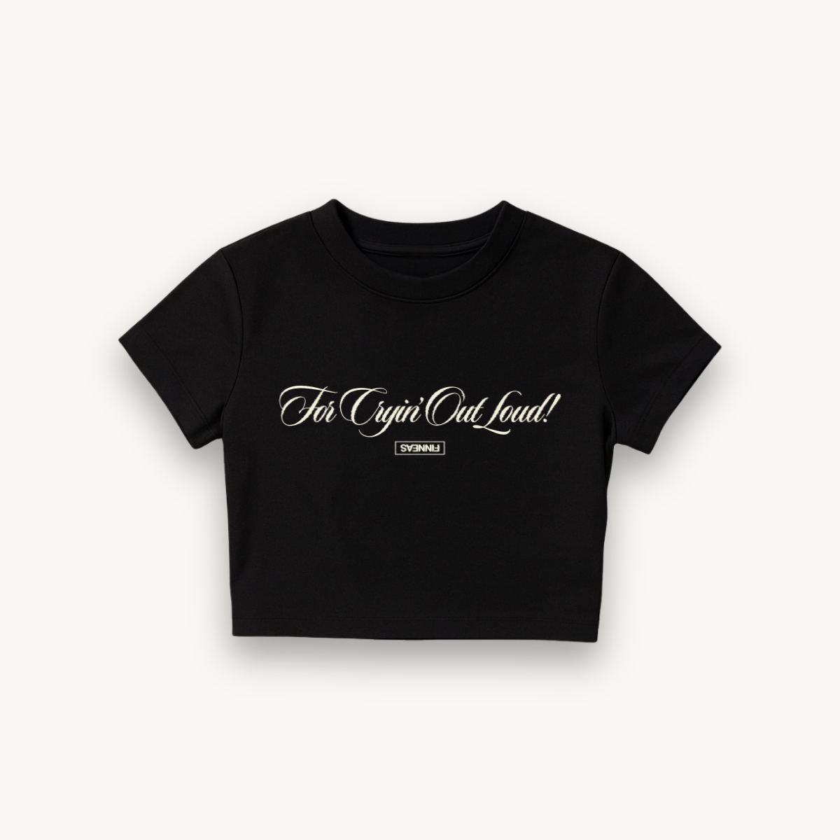 Finneas For Cryin’ Out Loud Script Black Crop Top