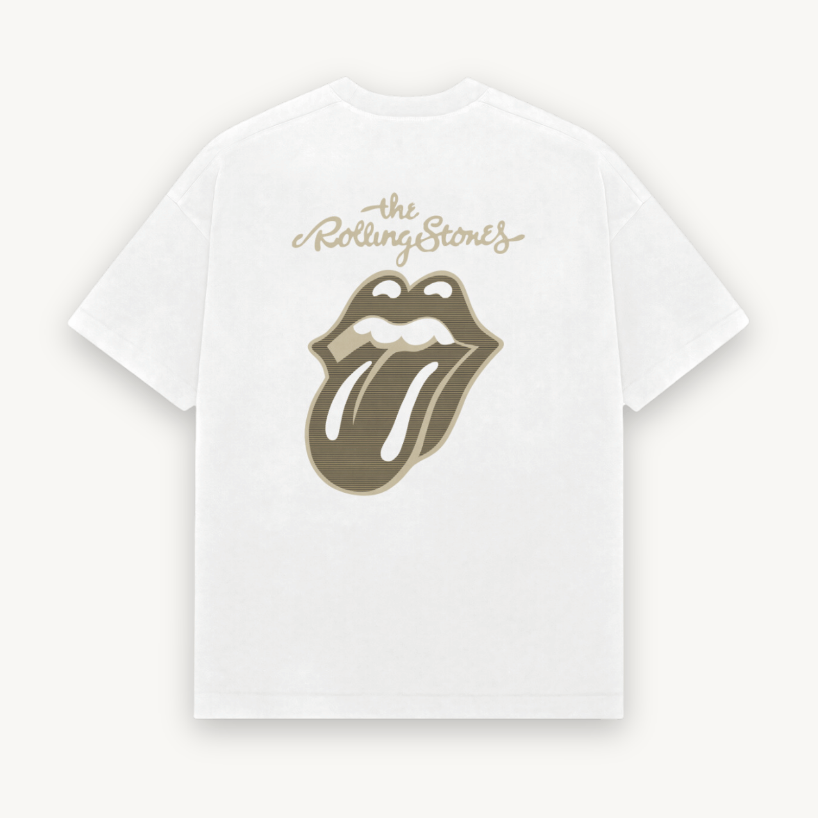 The Rolling Stones Classic Gold Logo White Relaxed Tee