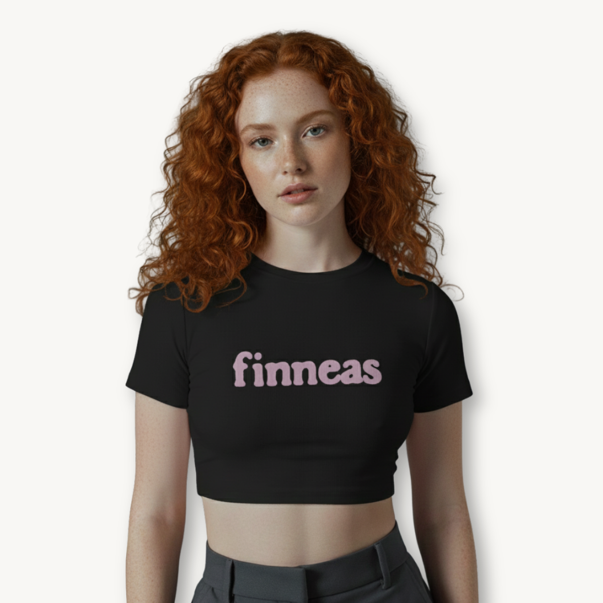 Finneas Wordmark Black Crop Top