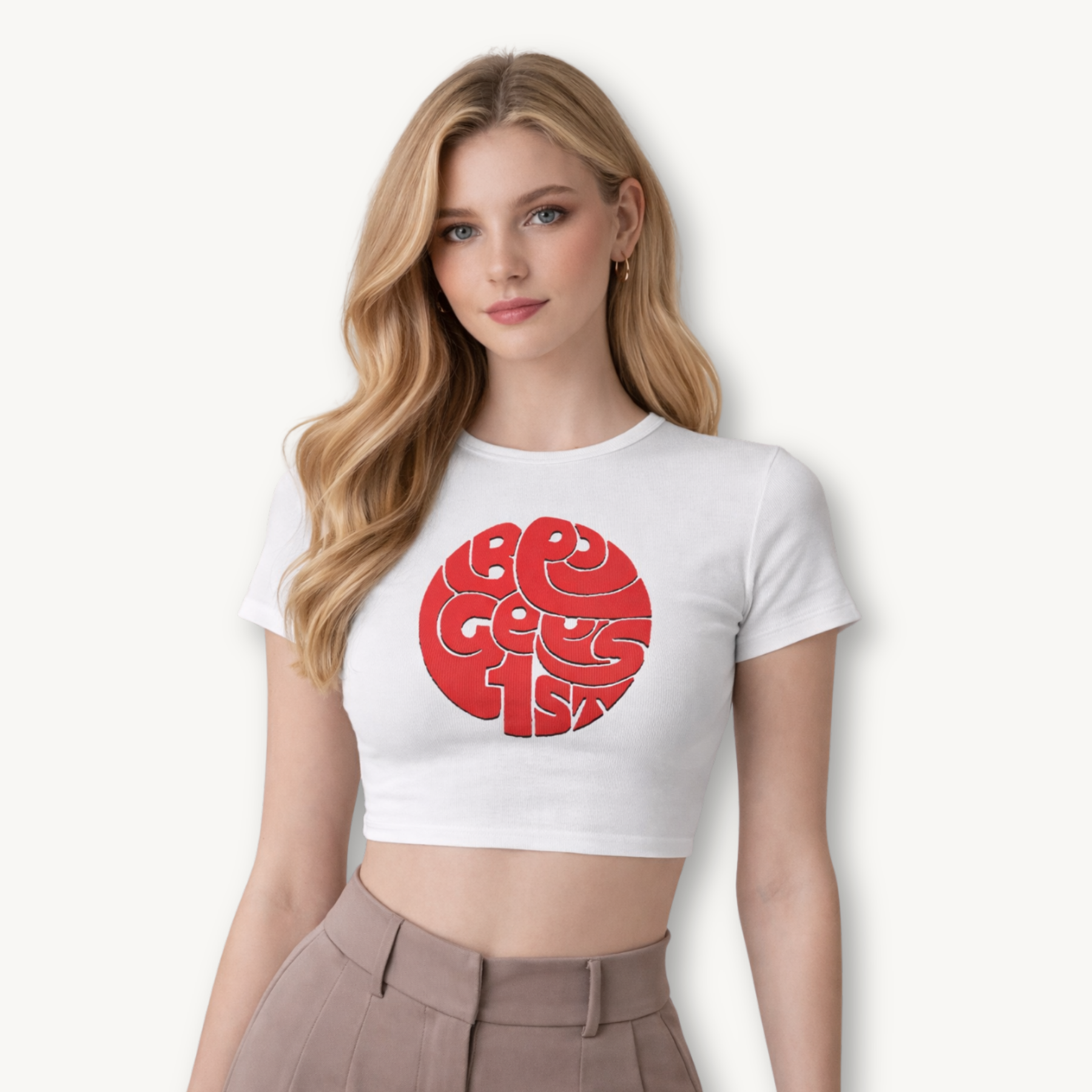 Bee Gees Classic 1st Logo White Crop Top