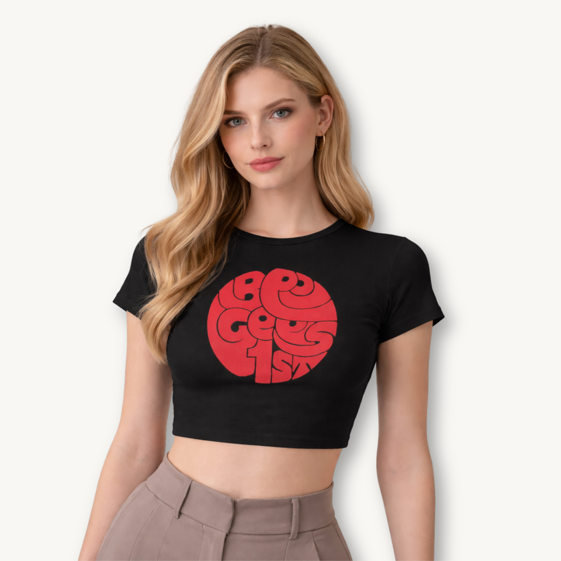 Bee Gees Classic 1st Logo Black Crop Top