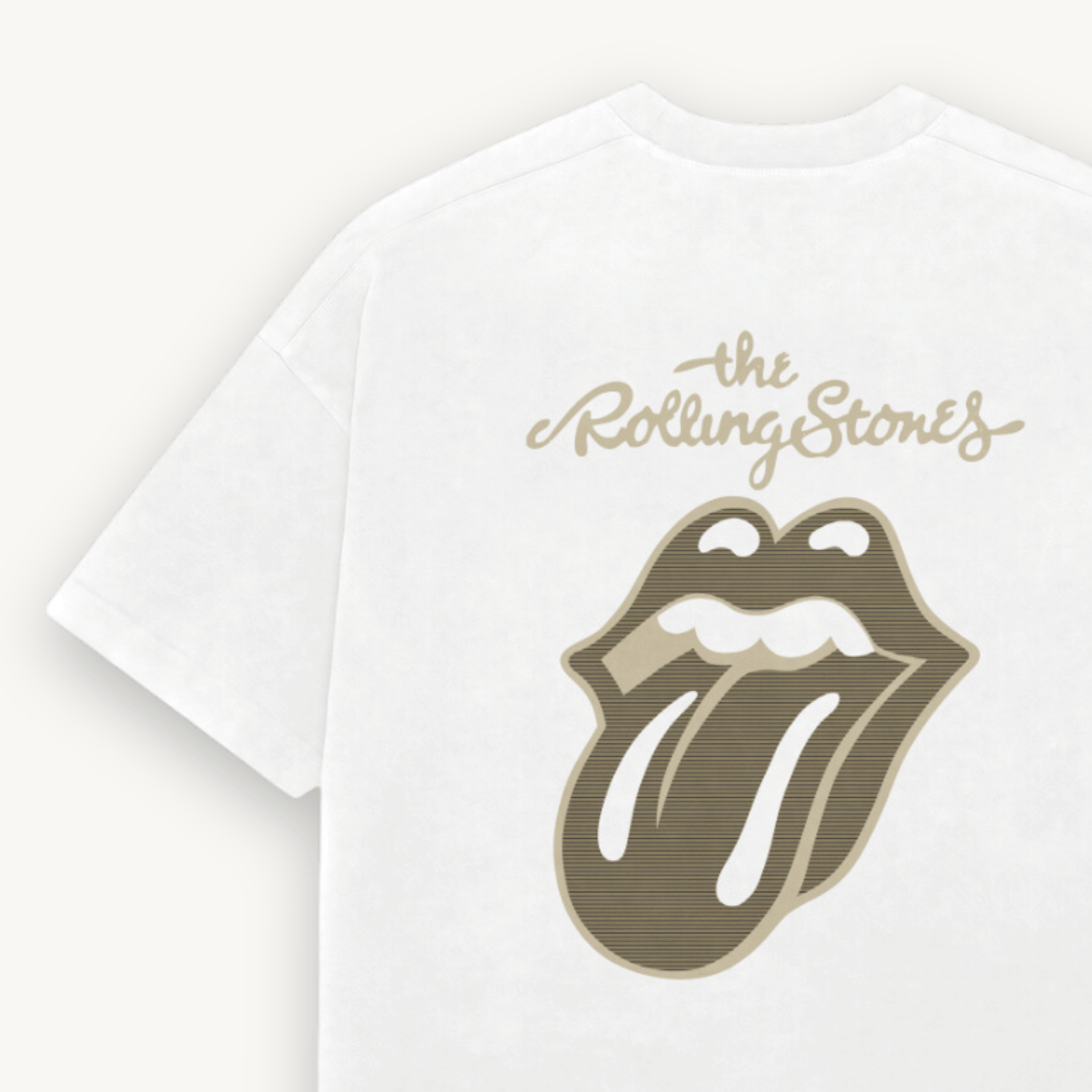 The Rolling Stones Classic Gold Logo White Relaxed Tee