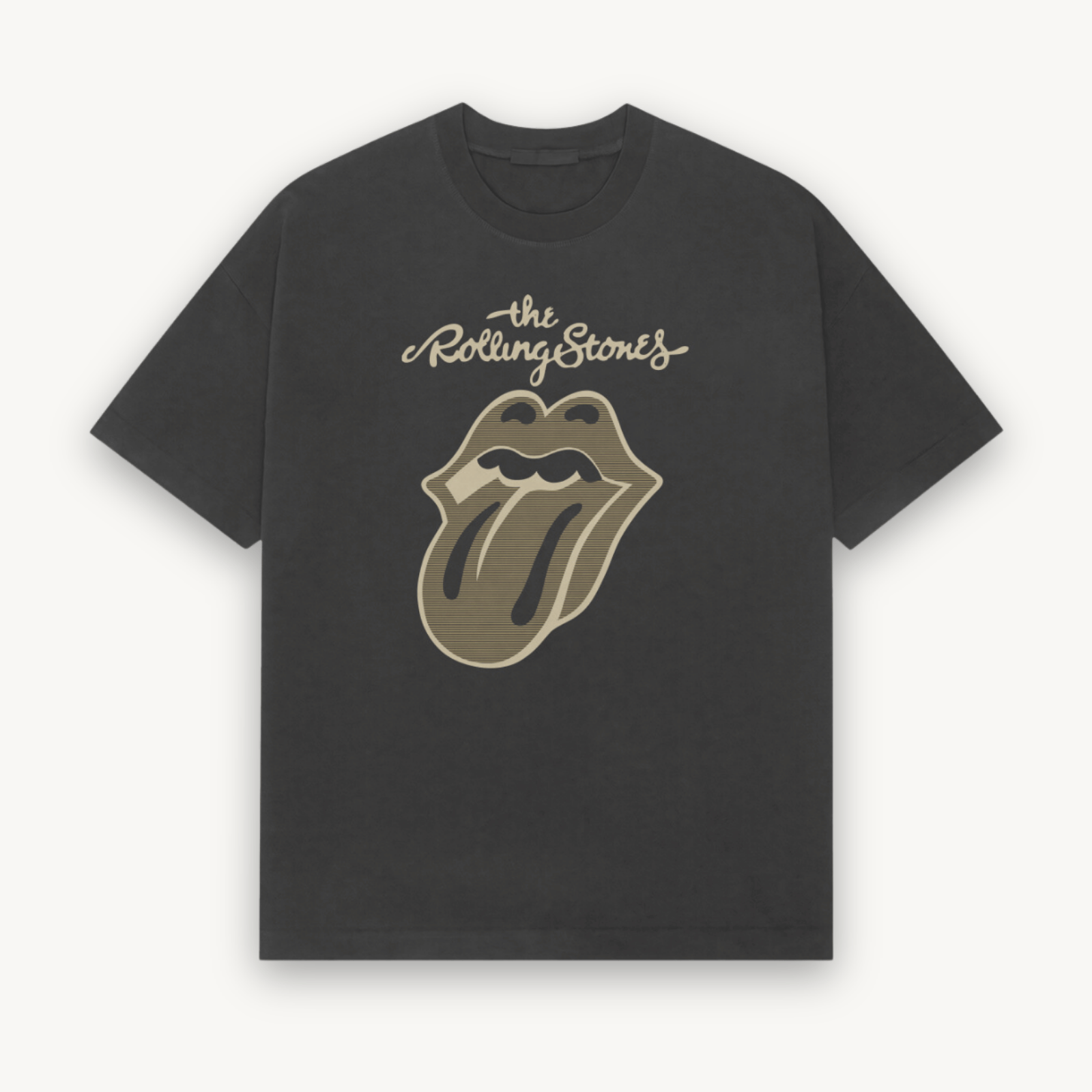 The Rolling Stones Classic Gold Logo Black Relaxed Tee