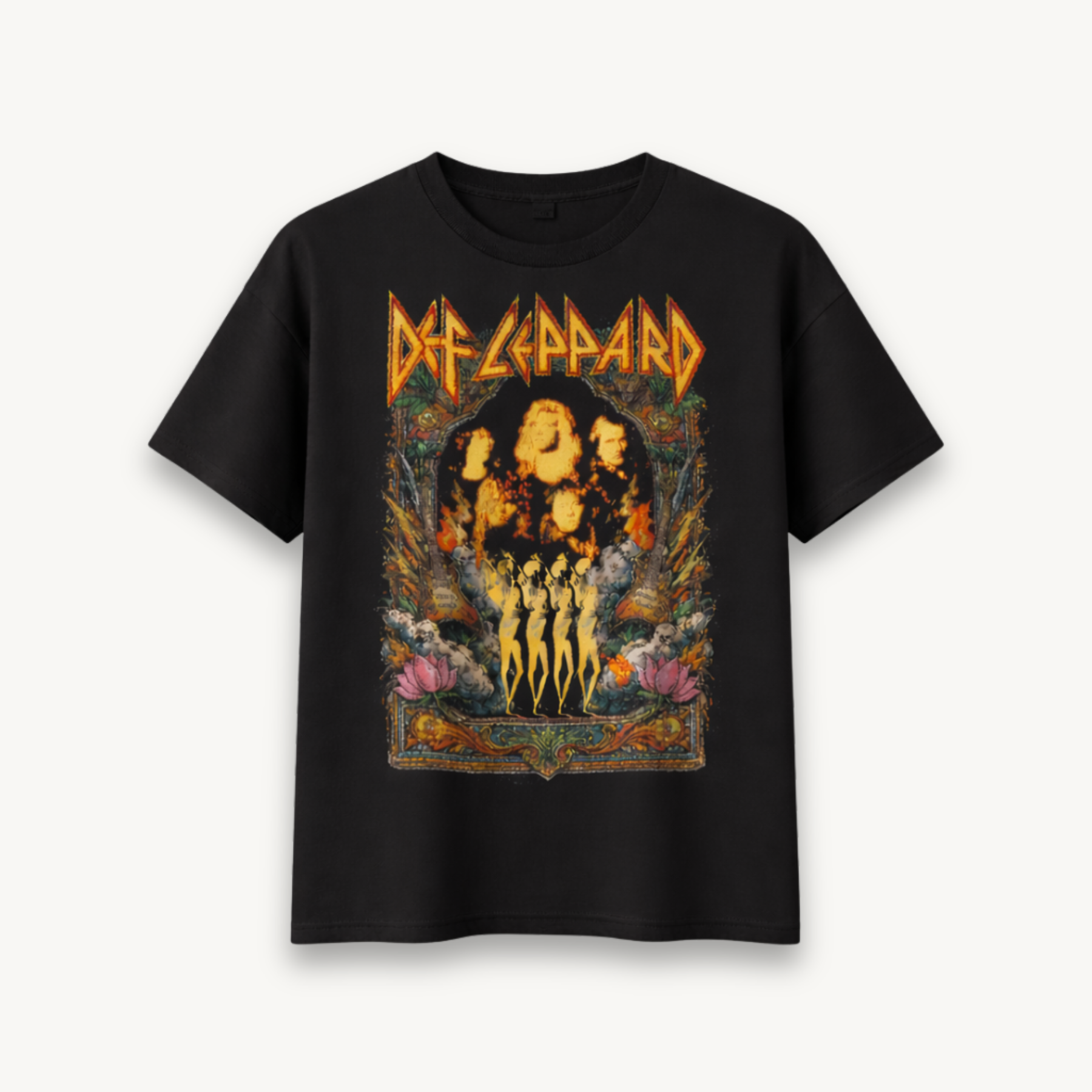 Def Leppard Vintage Photo India '26 Black Relaxed Tee