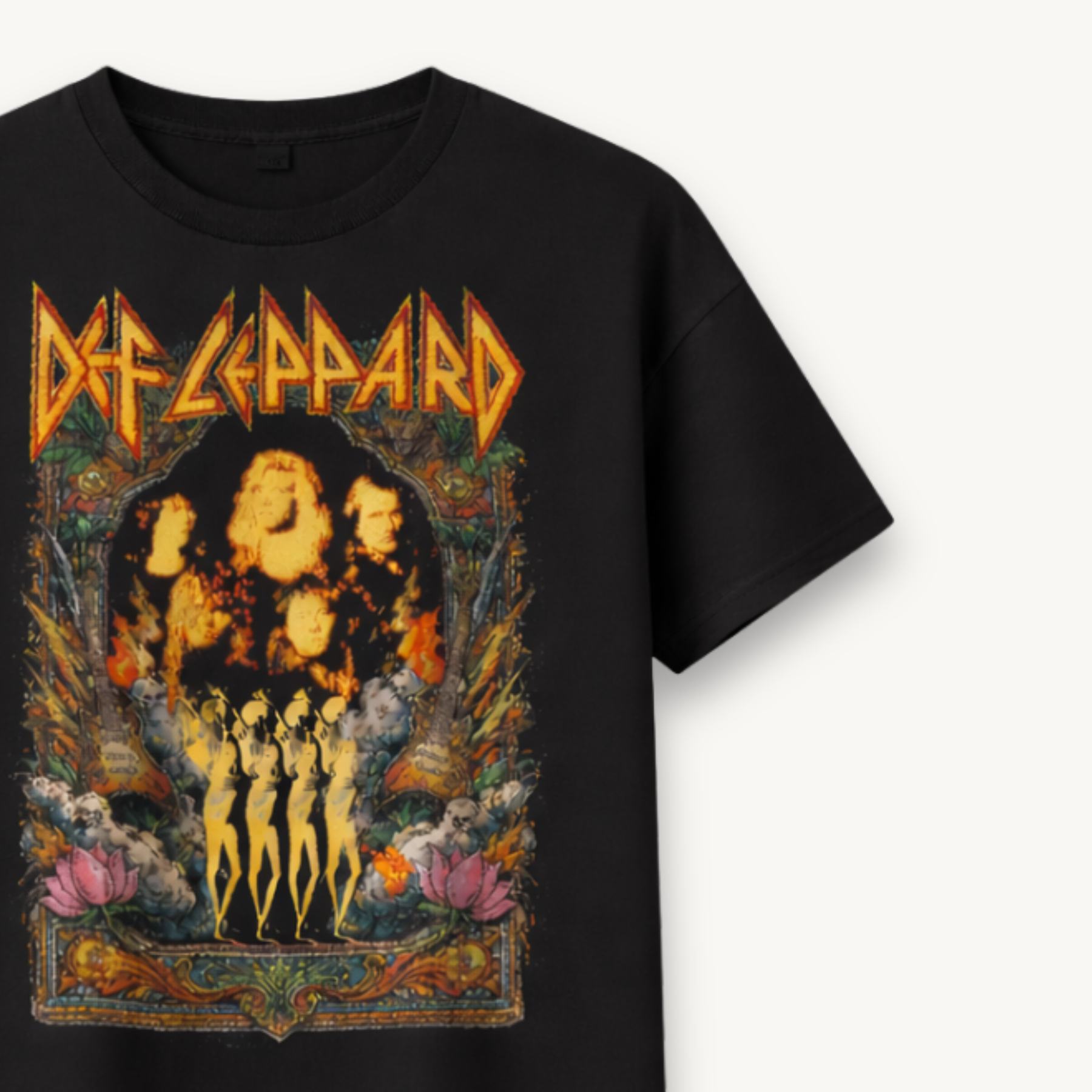 Def Leppard Vintage Photo India '26 Black Relaxed Tee