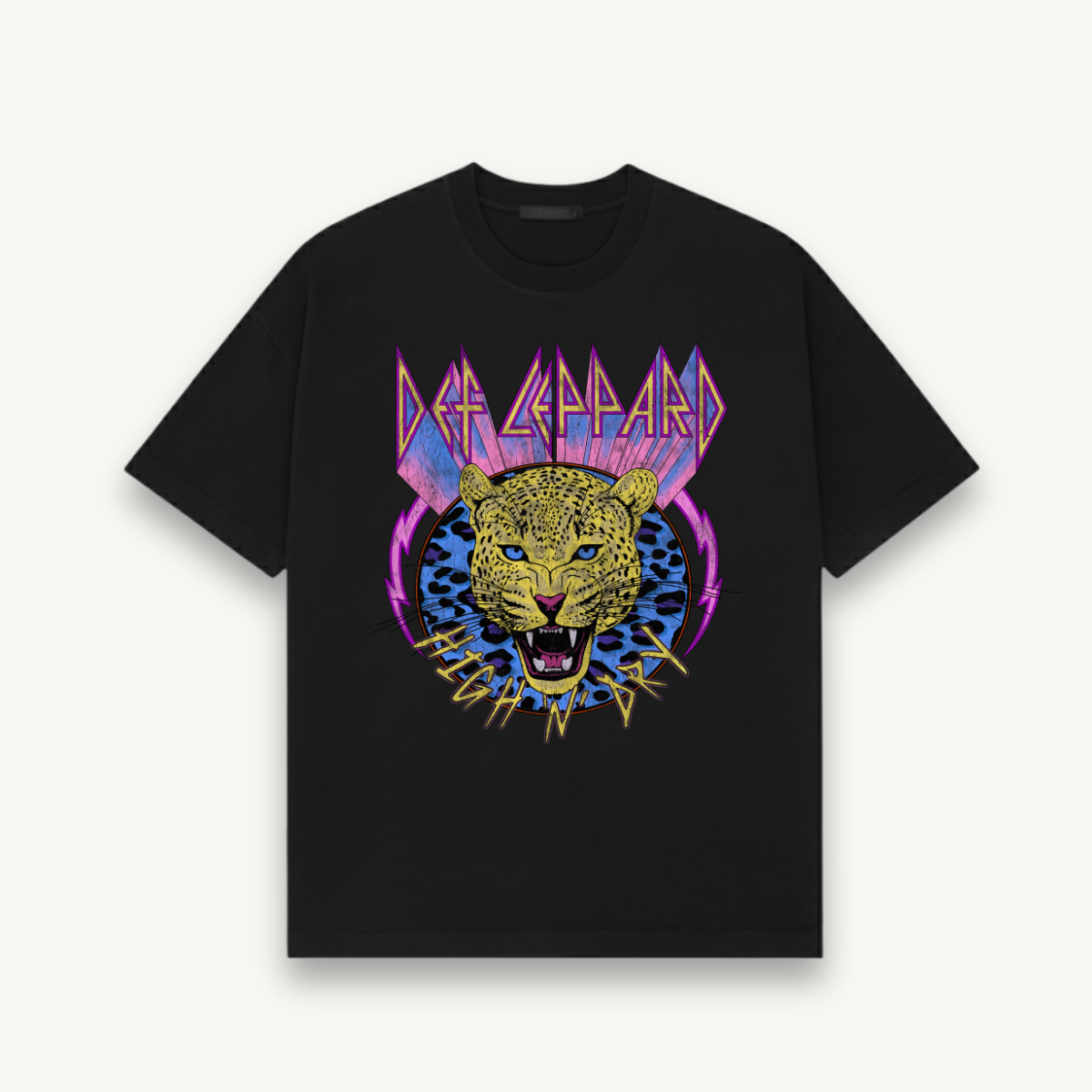 Def Leppard Leopard Black Relaxed Tee